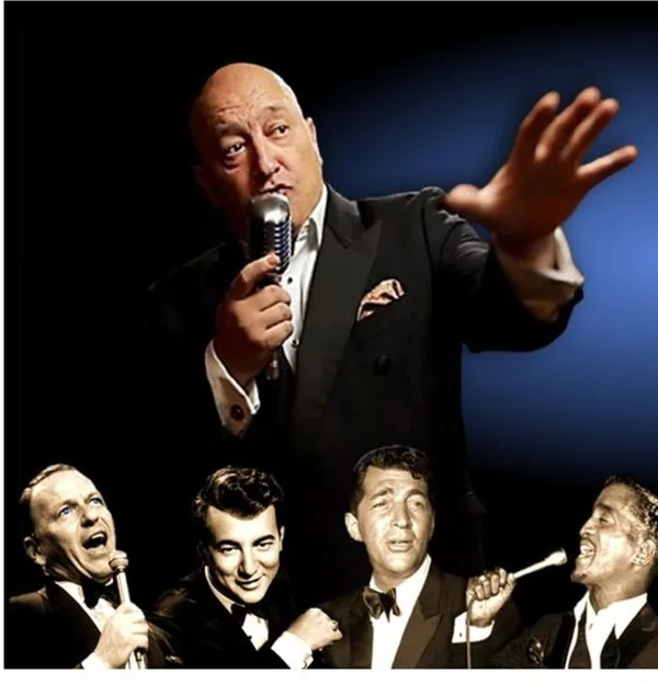 The Legends of Swing singer Ray Lowe with a vintage microphone