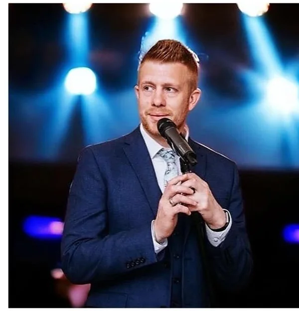 Michael Bublé tribute singer James Dyer on stage